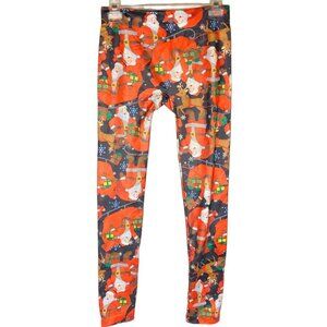 No Boundaries leggings Christmas Santa red black polyester blend medium 7/9 READ